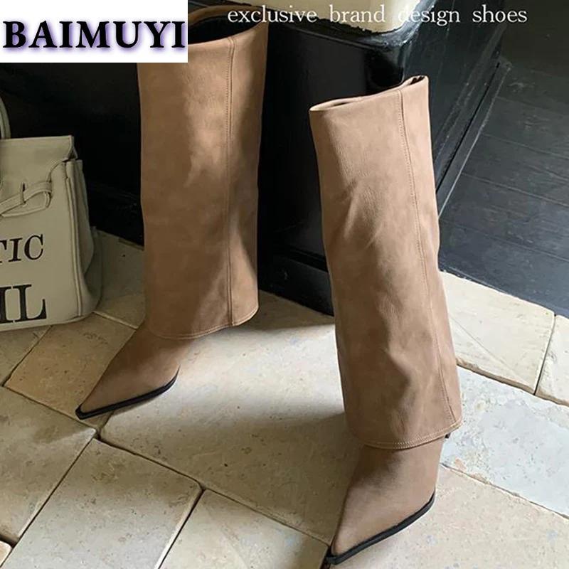 Knee High Boots Pointed Toe High Heels Women Sexy Shoes 2025 Trend Brand Punk Gladiator Goth Boots Woman Prom Pumps Mujer Botas