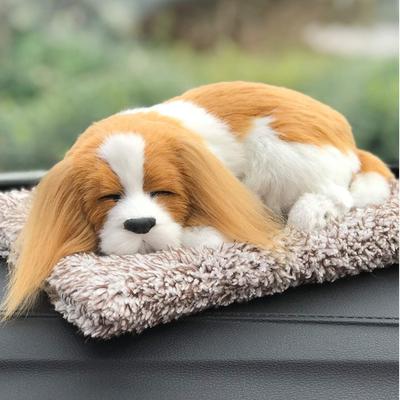 Realistic Dog Plush Toy with Deodorizing Charcoal Interior Car Decor ec-driveSleeping - (Dog 1)