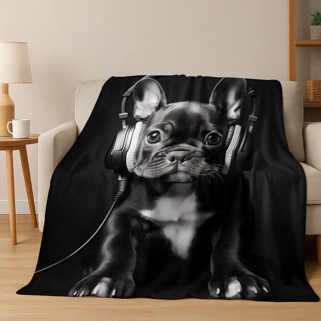 2026 New French Bulldogs Pit Bull Dogs Flannel Blanket,Cozy Soft Throw Blanket for Home Bedroom Bed Sofa Picnic Cover Kids Gift