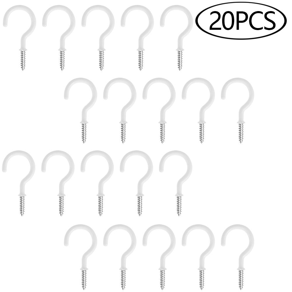 10/20Pcs Screw Hook Cup Ceiling Hooks Multifunctional Heavy Duty Wall Mount Plastic Dipping Iron Screw-in Hanging Plants Holder