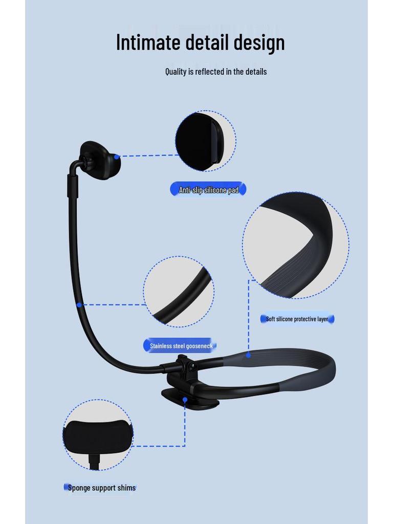2025 Neck-Hanging Mobile Holder for Bedside, Tabletop, and Outdoor Use