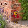 Dekorative Metallkunst für den Innenhof, Alte Märchenpaar-Statue mit Pflanzgefäß, Handbemalter Vintage-Blumen-Displaybehälter, Blumentopf für Tischplatte im Freien