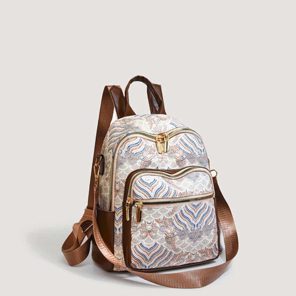 Top Handle Ethnic Style Shoulder Bag Pu Mini Travel Backpack Japanese Women Casual Backpack  Women
