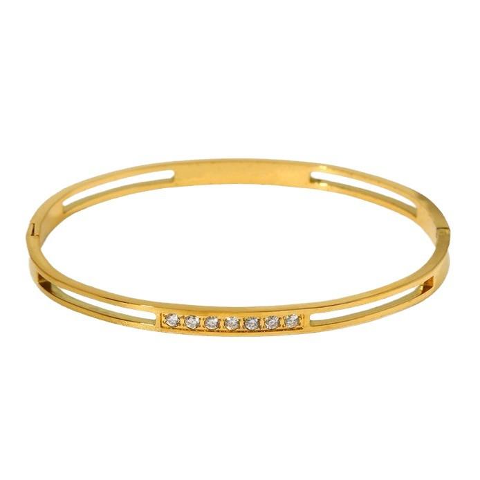 European and American retro classic diamond-encrusted hollow buckle bracelet women's 18k gold-plated stainless steel waterproof bracelet
