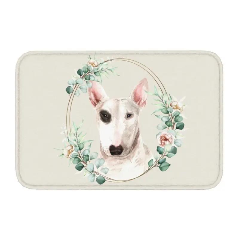 Custom West Highland White Terrier Dog In Floral Gold Wreath Doormat Non-Slip Entrance Door Floor Mat Garage Rug Carpet Footpad