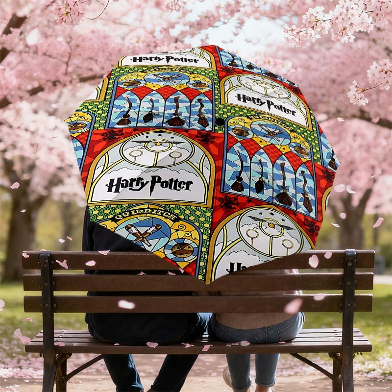 1PC Harry Potter Quidditch Umbrella-8-Rib Reinforced, Automatic Open, Lightweight & Durable, Cute Fashion Accessory for Outdoor, D2618