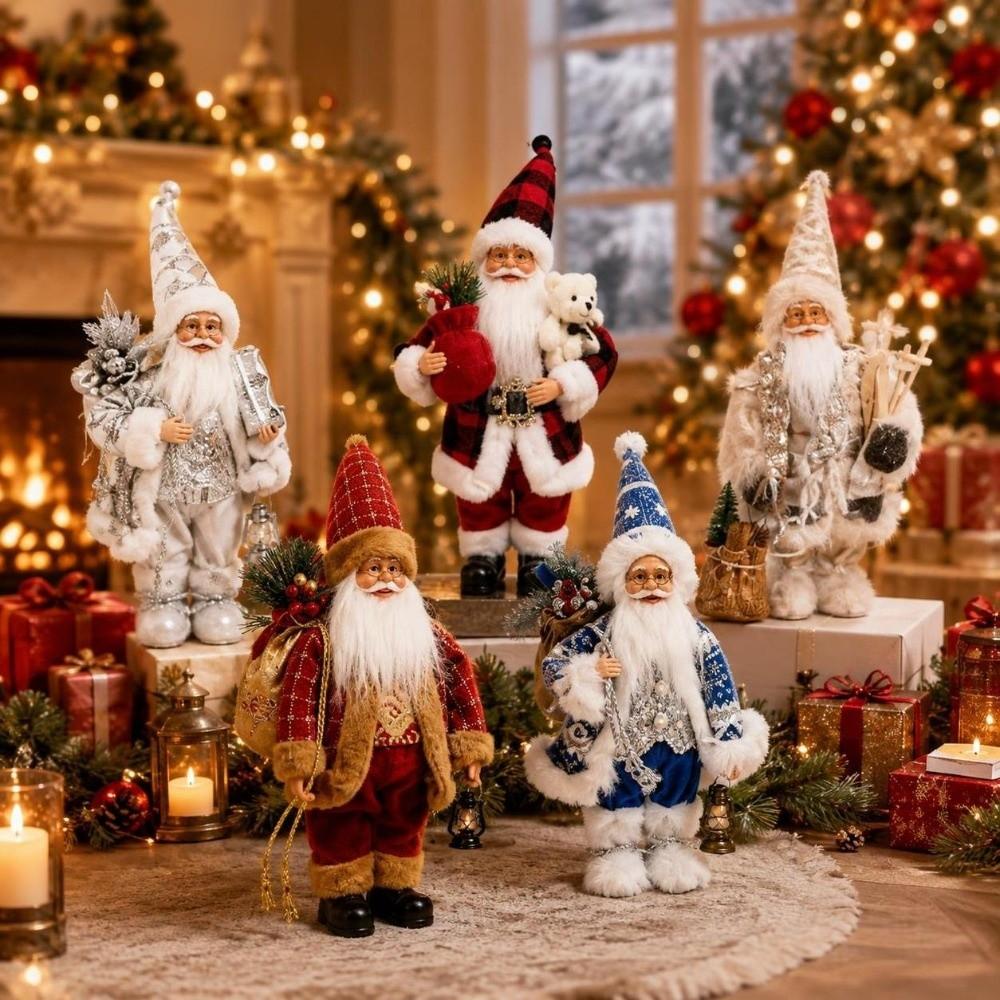 12 Inch Standing Santa Doll Cute Large Santa Figurine Santa Claus Doll Christmas Gifts