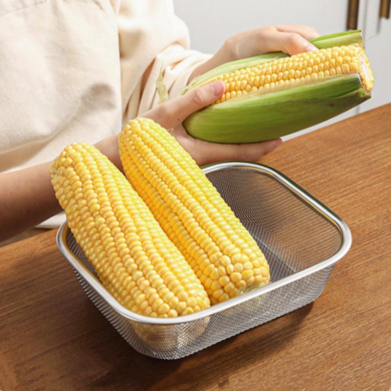 Stainless Steel Square French Fries Frying Basket Oil Filter Mesh Fruit Vegetable Drain Colander Strainer Kitchen Aaccessories