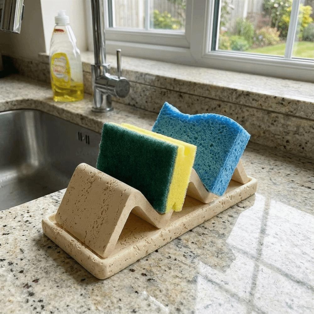 Retro Japanese Style Soap Dish Wave Shaped with Drainage Soap Holder Sandstone Minimalist Bathroom Soap Box Household