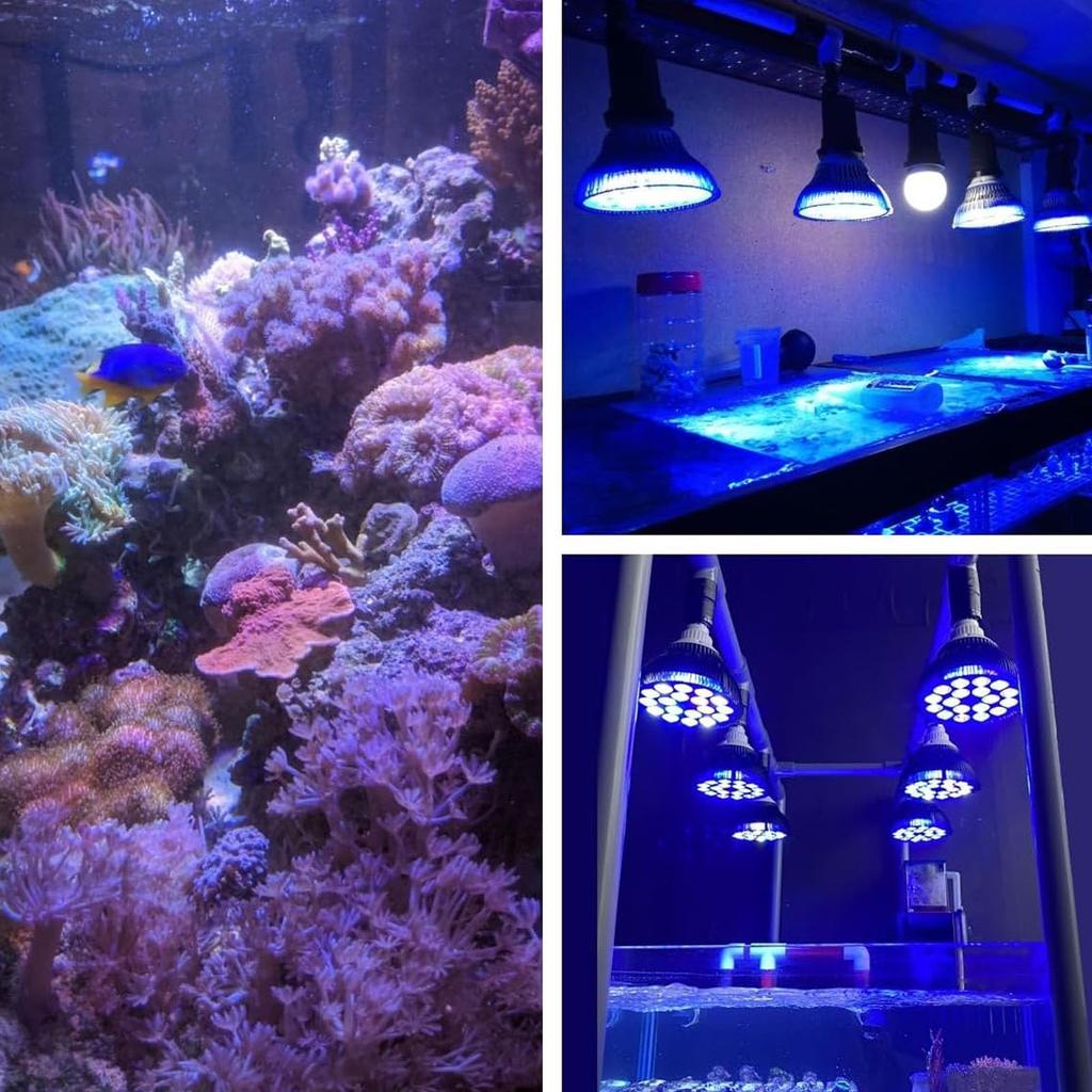 LED akvarijní světlo s plným spektrem LED lampa pro růst vodních rostlin 18W využívá 18 1W LED čipů s optickou čočkou 45 stupňů, lehkou a dobrou tepelnou izolací.