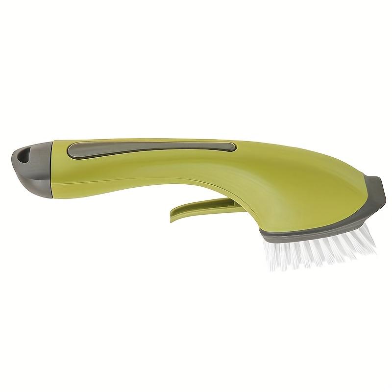 Upgraded Liquid-Filled Cleaning Brush Press with Soap Dispenser ,Non Stick Cookware Safe, Stainless Steel Bristles,