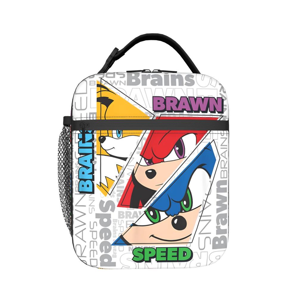 Custom S-Soniced Thermal Insulated Lunch Bags Women Men Hedgehog Game Resuable Lunch Container for School Storage Food Box