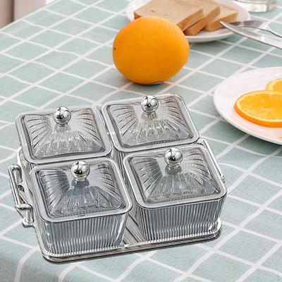 Dry Fruit Tray with Lid Appetizer Plate Multiuse Veggie Dish Nut and Candy Serving for