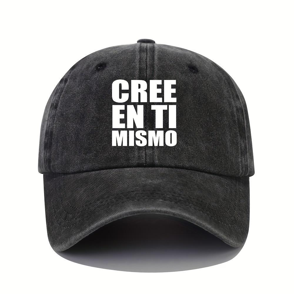 Spanish Text Printed Baseball Cap Fashionable Dad Hat Unisex Outdoor Adjustable Hat чёрный