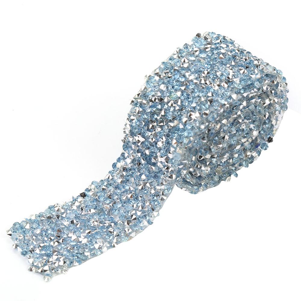 1pcs 1 Yard Length Rhinestone Mesh Ribbon 30mm Width Self-Adhesive Ribbon Crafts Decorations