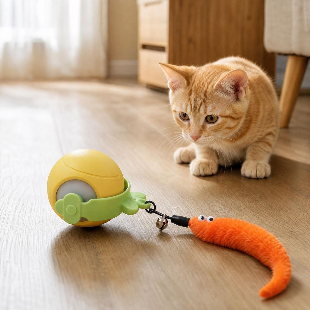 Electric Rechargeable Smart Pet Toy: Rotating Carrot Ball with Automatic Obstacle Avoidance for Cats and Dogs