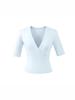 Elegante Camiseta Cruzada en V con Ceñido a la Cintura para Mujer - Capa Base de Manga Corta para Verano