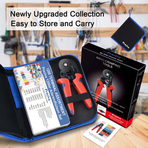 Preciva Crimping Pliers Tool Set, Ferrule Crimping Tool, 0.25-10mm? Adjustable, 1200 Pieces Ferrules