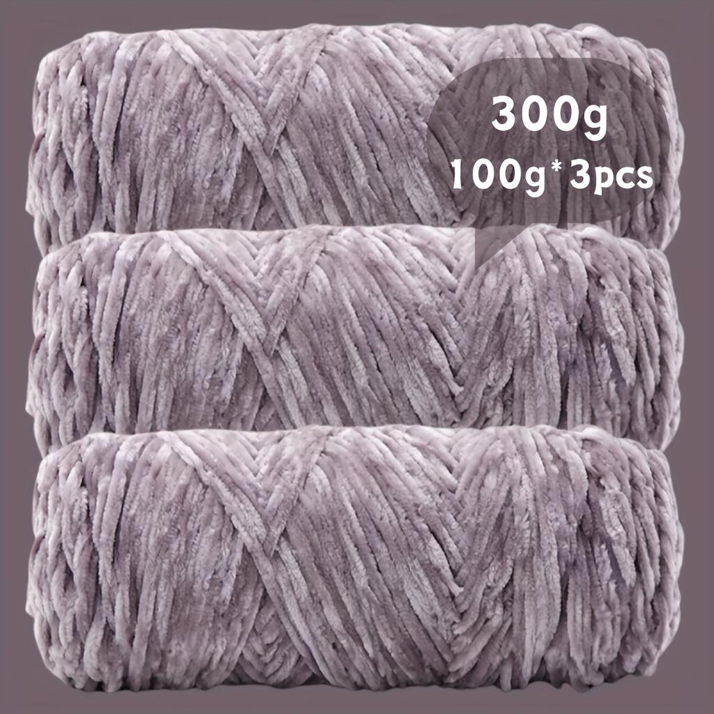3 ks Měkká sametová chenille příze - Živý vícebarevný sortiment pro pletení a háčkování - Příze pro začátečníky a řemesla Háčkování