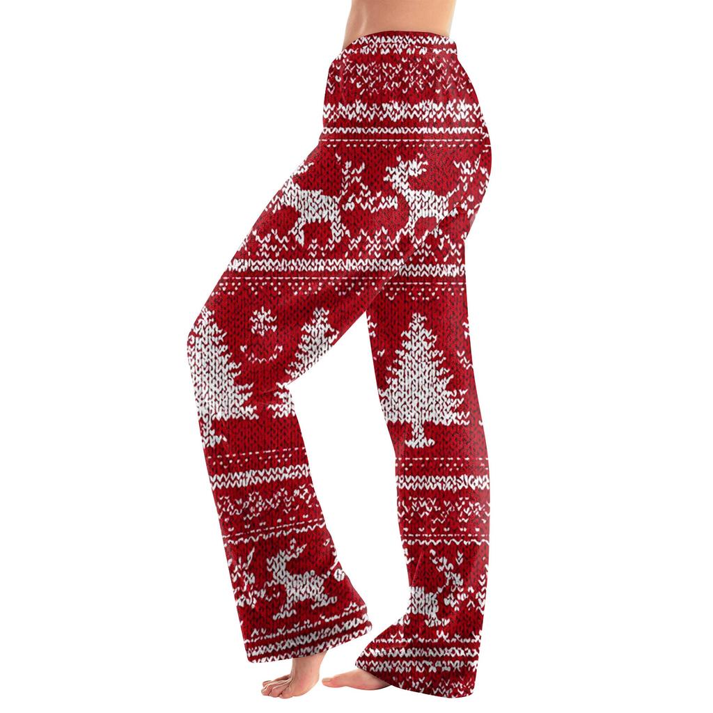 Women  Winter Plaid Pants Full Length Long Trousers Sports Pants
