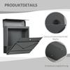 Mailbox with Lid, 2 Lower Drainage Holes, Steel, with Lock, Grey