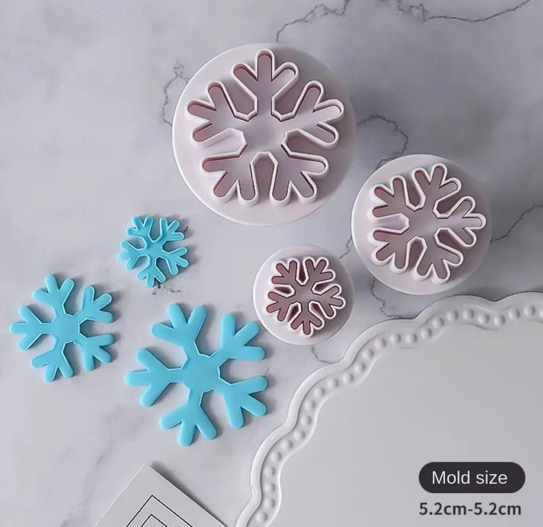 

3 шт., форма для плунжера в виде снежинки, инструмент для украшения торта, форма для кексов, печенья, кухонные принадлежности, резак для помадки