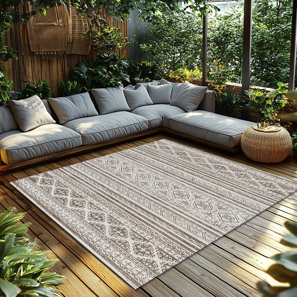 Beige Bohemian Area Rug, Floral Pattern Non-Slip Carpet, Natural Living Room Mat for Cozy Home Decor