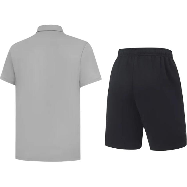 Li-Ning Plain Simple Short Sleeve Polo Shirt Comfortable Breathable Versatile Skin-Friendly Shorts Casual Sports Suit Unisex Suit APLV721-1+AKST543-3