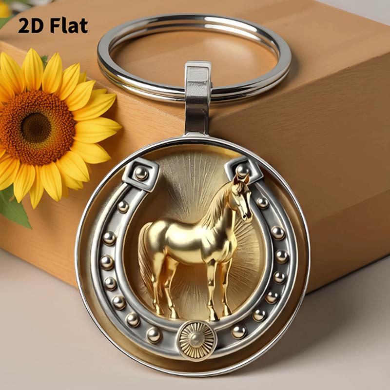 Vintage 2026 Year Of The Horse Design Dome Glass Alloy Pendant Keychain Backpack Hangings Decoration Gifts New Year