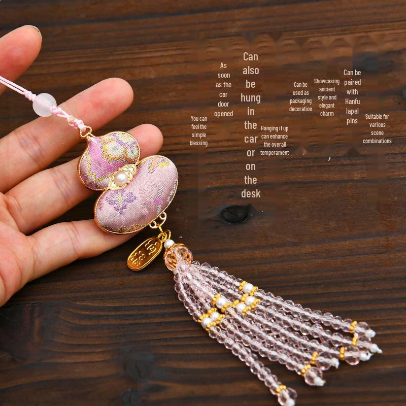 Handmade DIY Car Pendant Kit: Brocade Gourd Hanging Ornament Souvenir