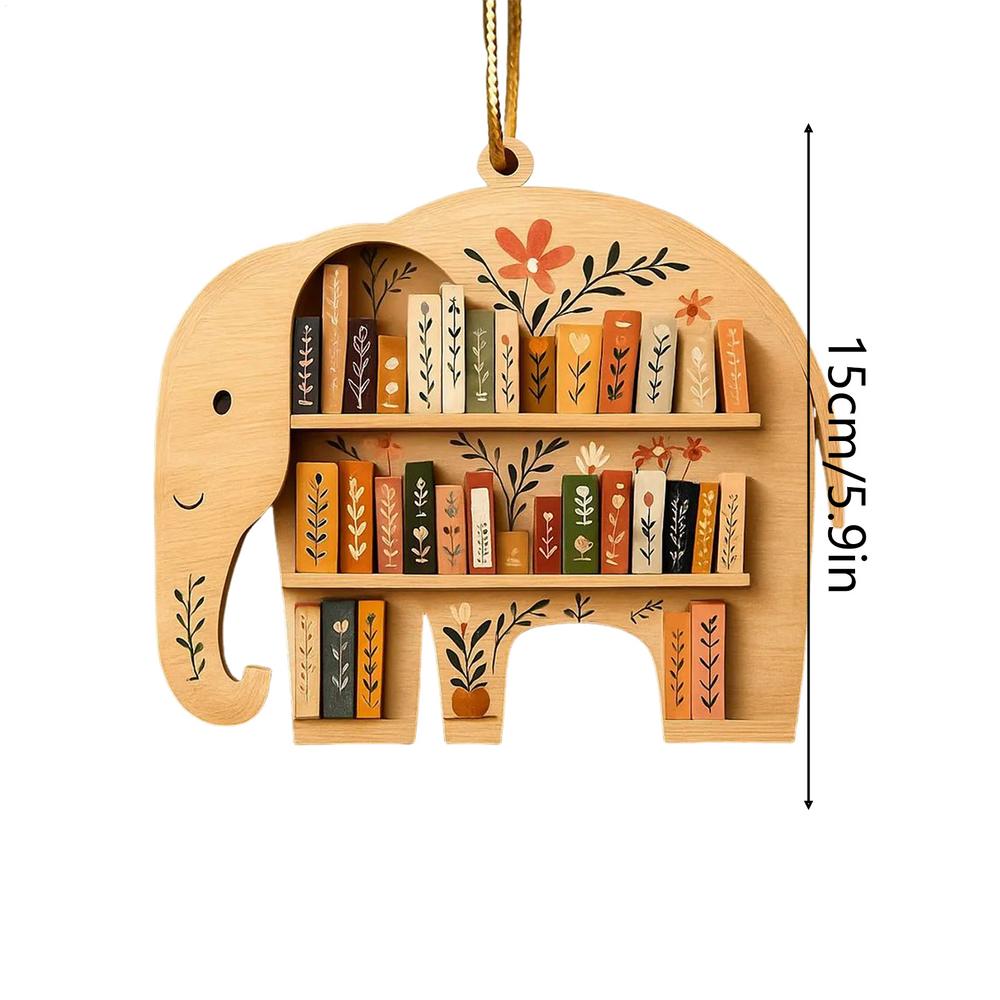 Book Lover Ornament Animal Wooden Cute Holiday Supplies Animal Bookshelf Ornament For Kids Adults Family Home Birthday Halloween