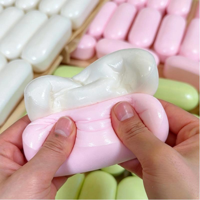1Pcs Slow Rising Soft Squeeze Toy Food Shape Rice Cake Cheese Bread Anxiety Reliever Toy for Travel Time Kill