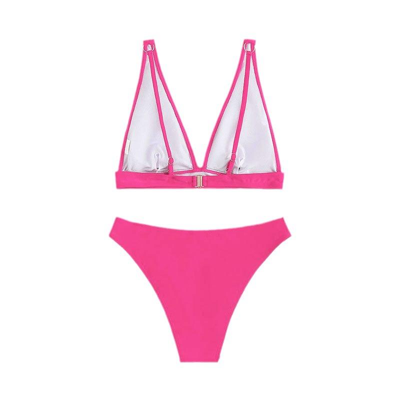 Women’s Solid Color Tankini Bathing Suit Underwire Push-Up Bikini Swimsuit Two-Piece Triangle Cup Swimwear for Beach