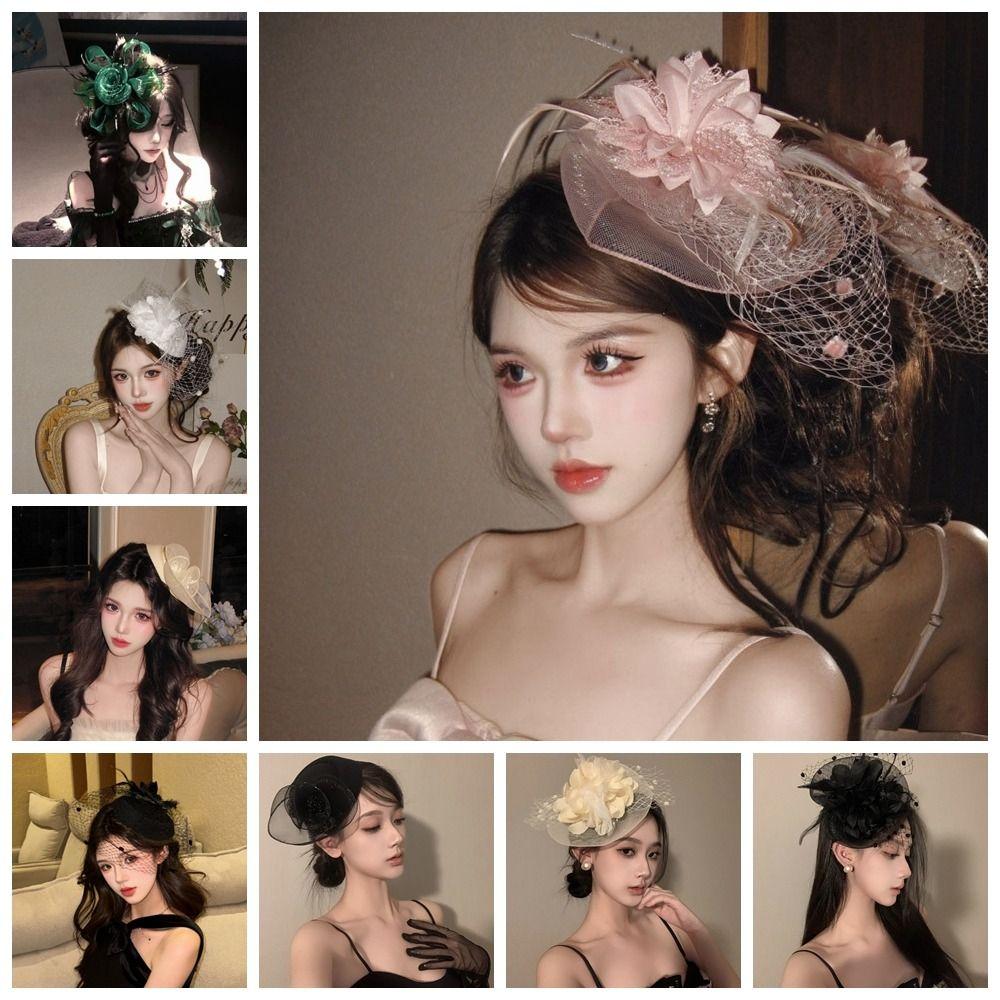 Sweet Feathers Fascinator Hat Flower Funeral Headdress Fashion Veil Hat Headwear Lady/Bride