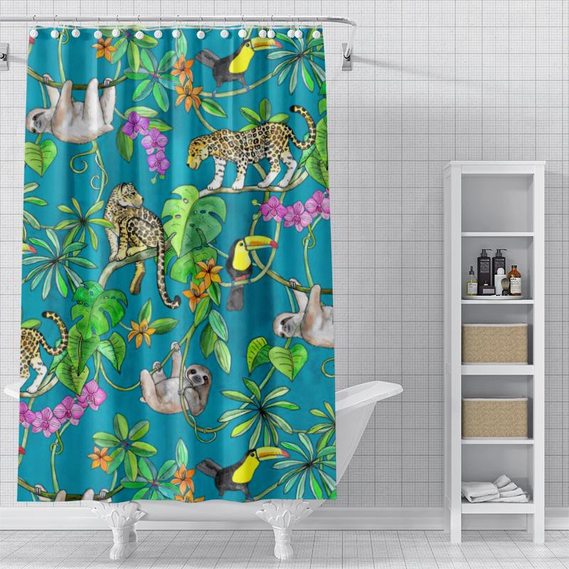 

Домашние шторки для душа для ванной водонепроницаемая ткань современный скандинавский стиль занавеска для ванной 180X200 хлопок растение фрукт милое животное 90x180cm