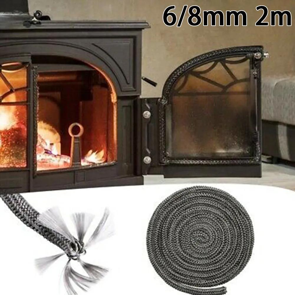 Home Fiberglass Rope Seal 78 Inch/2m Black Dark Grey Door Seal Fire Prevention Replacement 1pcs 6/8mm Fiberglass