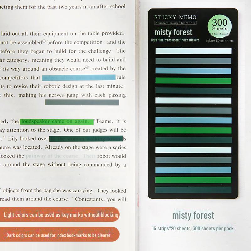 Morandi Translucent PET Index Stickers - Vanilla Autumn Series, Writable Sticky Notes & Markers