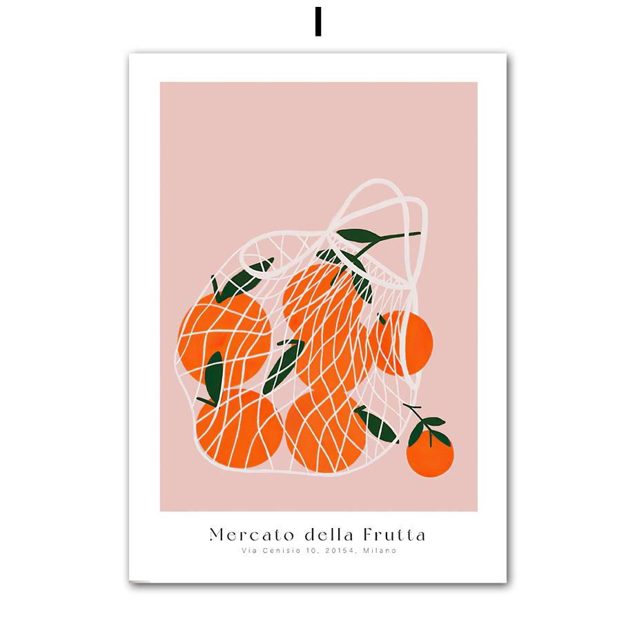 Boho Vas Blommor Katt Citron Frukt Abstrakta Affischer Och Tryck Väggkonst Kanvasmålning Hotell Bar Bild för Vardagsrumsinredning