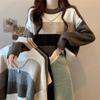 Korean Style Striped Knit Sweater - Women's Loose Fit Round Neck for Spring & Autumn