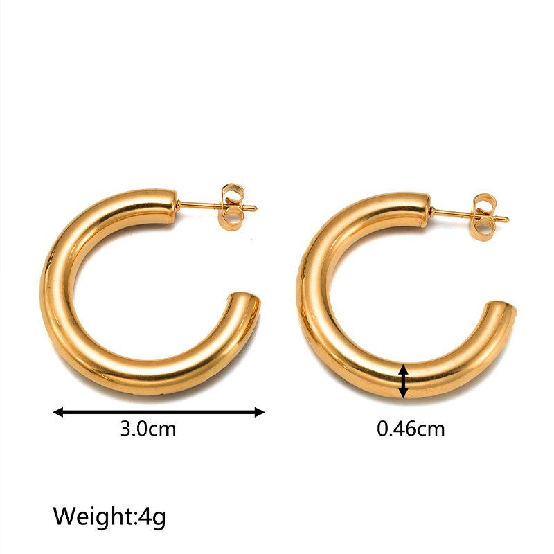 European and American Gold Combination Set Stainless Steel Earrings, Simple Trend Women's Geometric Retro Titanium Steel Earrings