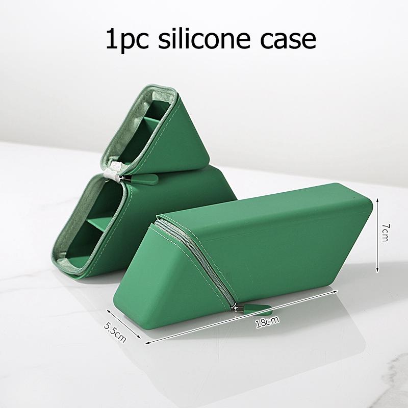 

Silicone Pen Holder Foldable Large Capacity Expandable Vertical Pencil Case for Desktop Office and Study Use Students Stationery зелений