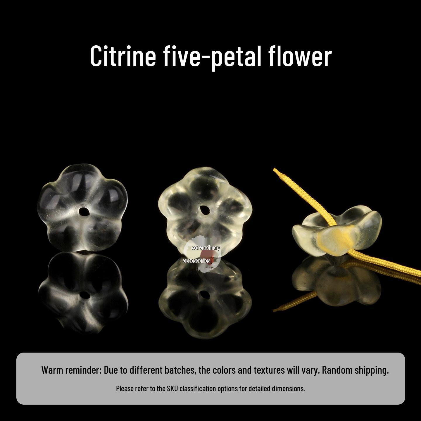 Citrine Five-Petal Flower Beaded Strand Bracelet - Handmade Woven Crystal Accessory
