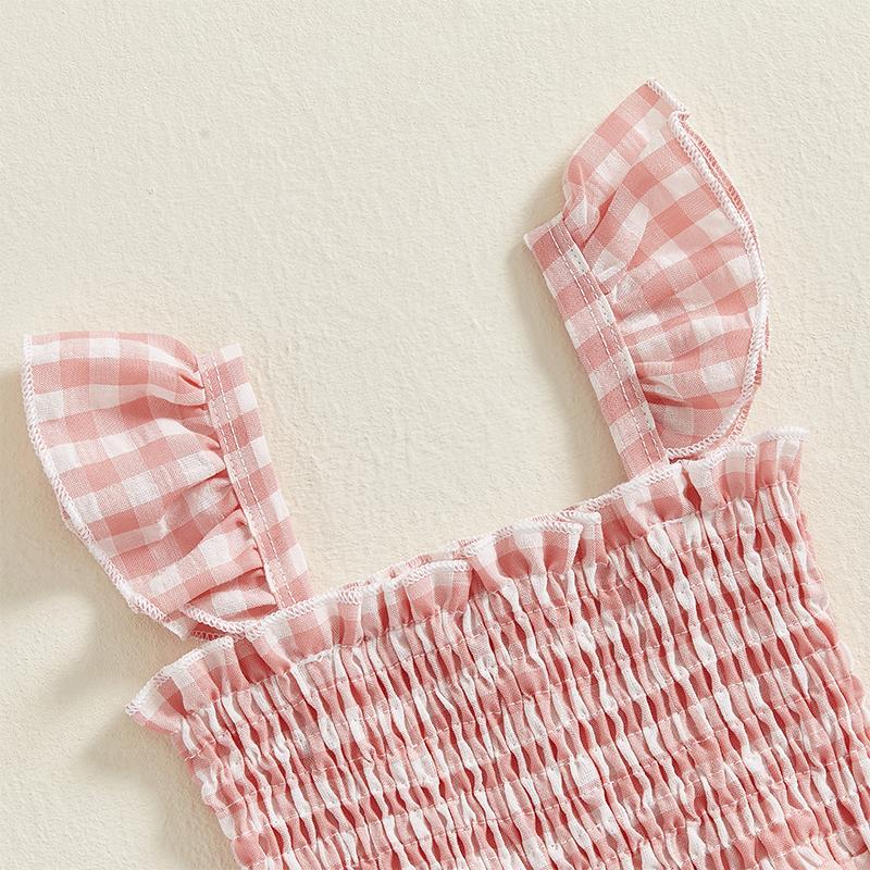 Kids Girl Overalls Clothes Infant Baby Kids Girl Sleeveless Plaid Print Romper Jumpsuit Playsuit Sunsuit Outfits Clothes