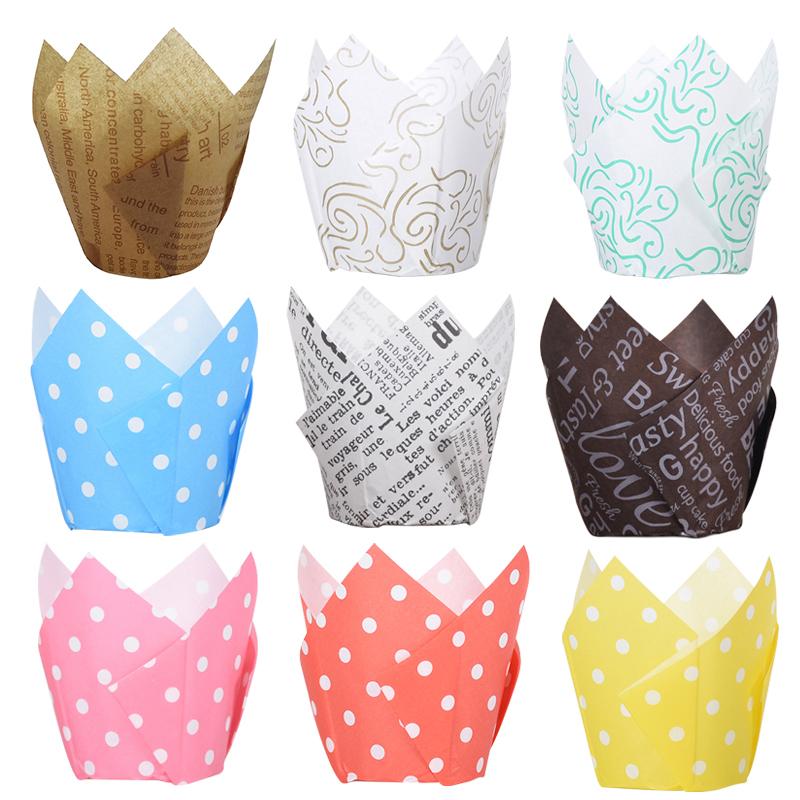 50/100pcs Multi-style Cupcake Liner Baking Cup For Wedding Party Caissettes Tulip Muffin Cupcake Paper Cup Oilproof Cake Wrapper