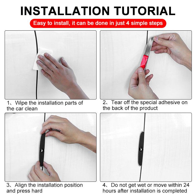 4pcs Car Door Edge Protector Stickers Anti Collision Guards Strip For Ford Focus mk2 mk3 Fiesta Fusion Ranger Mondeo S-MAX Kuga