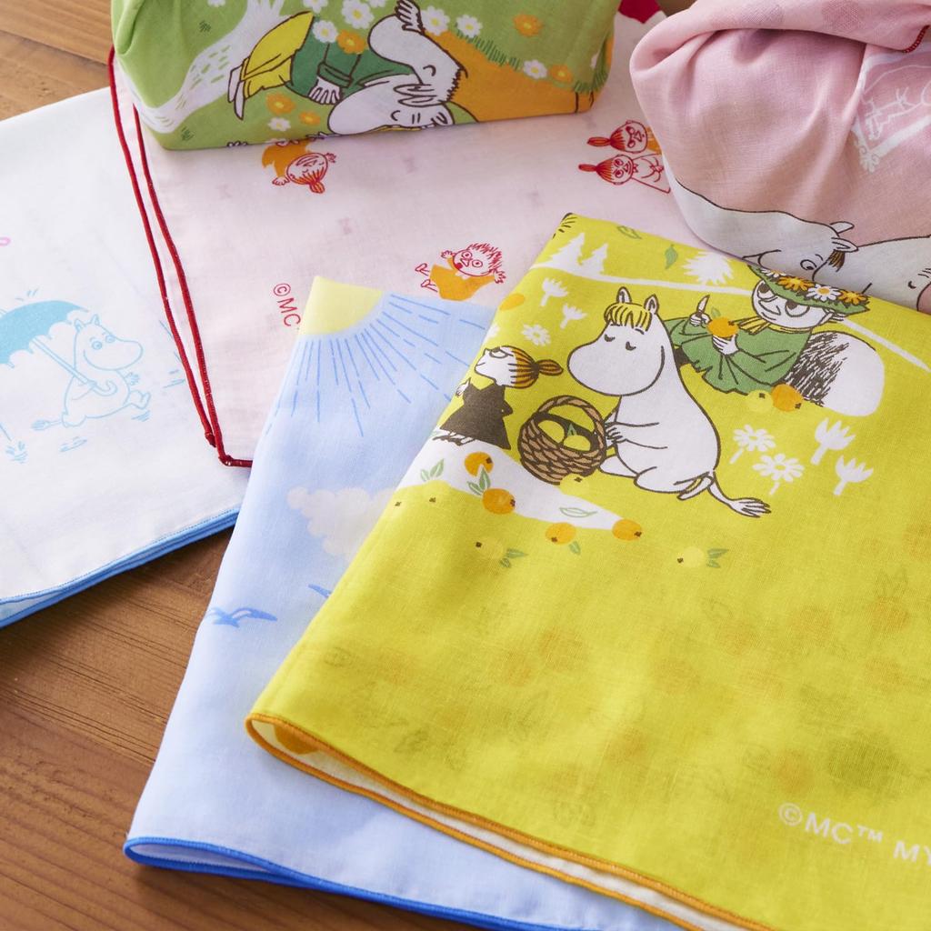JIKAN STYLE Moomin Lunch Ribbon Sunny 48 x 48 05928 Cloth/Bento Wrap, 100% Cotton, Apple, Orange, Forest, Dot, Rain, Stripe, Day, Approx. cm, (Apple)