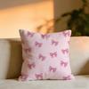 Beautiful Pink Bow Cherry Cushion Cover Cozy Velvet Throw PillowSoft Warm Cushion For Sofa  Bed