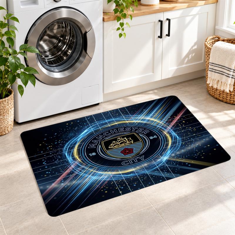 Flannel Kitchen Mat Manchester City Soft Area Rug Non Slip Floor Carpet Home Decoration