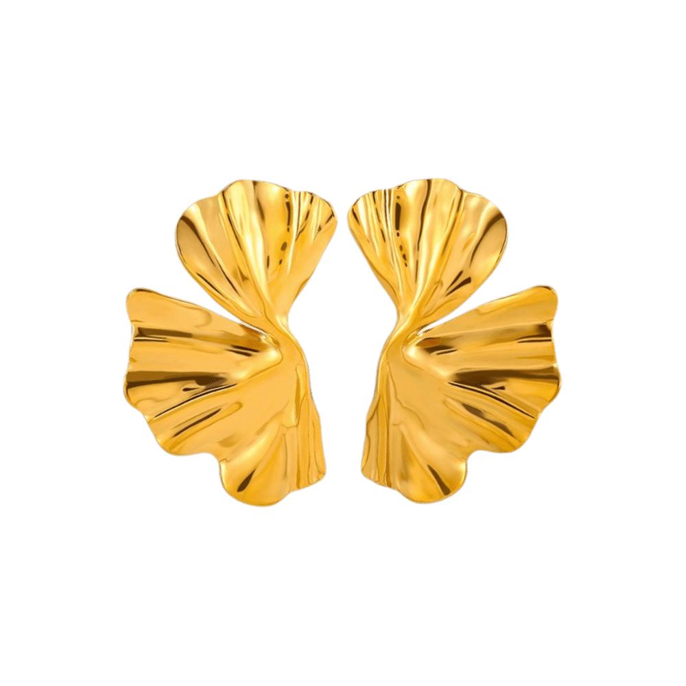 1Pair Exaggerated Big Stud Earrings Gold Color Metal Flower Earrings Goth Punk Earrings Women