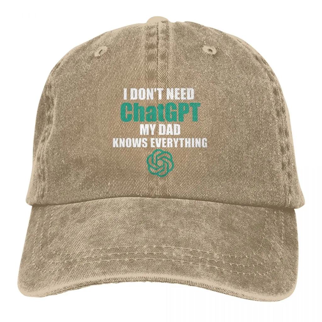 Vintage Funny Chatgpt My Dad Knows Everything Baseball Cap Unisex Distressed Denim  Hat Outdoor Running Golf Hats Cap